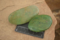 Polished Green Verdite Galet / Palm Stones x 6 From Zimbabwe