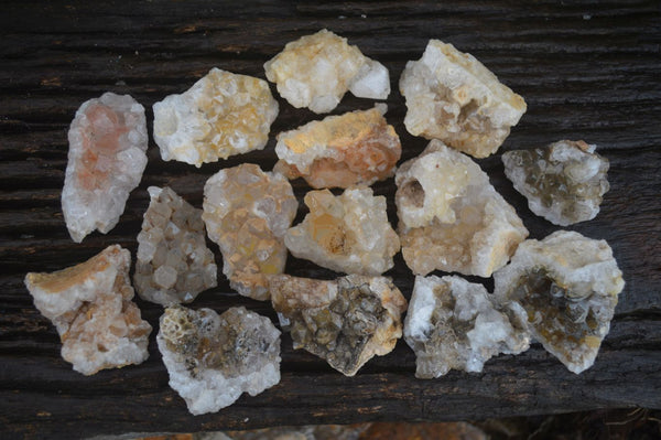 Natural Small Golden Lemonite / Limonite  Quartz Clusters  x 35 From Zambia - Toprock Gemstones and Minerals 