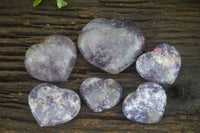 Polished Purple Lepidolite  Hearts  x 6 From Madagascar - Toprock Gemstones and Minerals 