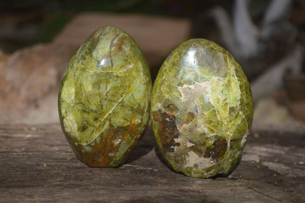 Polished Green Opal Standing Free Forms  x 6 From Madagascar