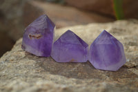 Polished Small Window Amethyst Points x 12 From Ankazobe, Madagascar