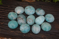 Polished Blue Amazonite Palm Stones  x 12 From Madagascar - Toprock Gemstones and Minerals 