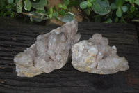 Natural Cascading Smokey Quartz Clusters x 2 From Congo