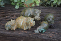 Polished Green Verdite Hippo Carvings  x 3 From Zimbabwe - TopRock