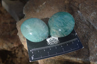 Polished Blue Amazonite Palm Stones  x 12 From Madagascar - Toprock Gemstones and Minerals 