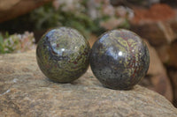 Polished Bastite Dragon Blood Stone Spheres  x 2 From Tshipise, South Africa