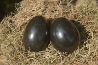 Polished  Black Basalt Gemstone Eggs x 6 From Antsirabe, Madagascar