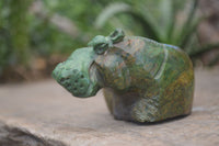 Polished Green Verdite Hippo Carvings x 3 From Zimbabwe