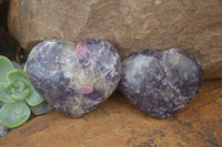 Polished Purple Lepidolite  Hearts  x 6 From Madagascar - Toprock Gemstones and Minerals 