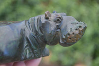 Polished Green Verdite Hippo Carvings x 3 From Zimbabwe