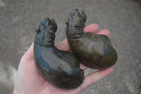 Polished Green Verdite Hippo Carvings x 3 From Zimbabwe