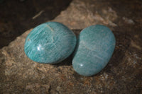 Polished Blue Amazonite Palm Stones  x 12 From Madagascar - Toprock Gemstones and Minerals 