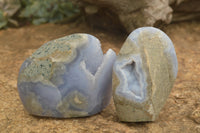 Polished Blue Lace Agate Standing Free Forms  x 3 From Malawi - TopRock