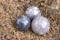 Polished Lovely Purple Lepidolite Spheres  x 4 From Madagascar - TopRock