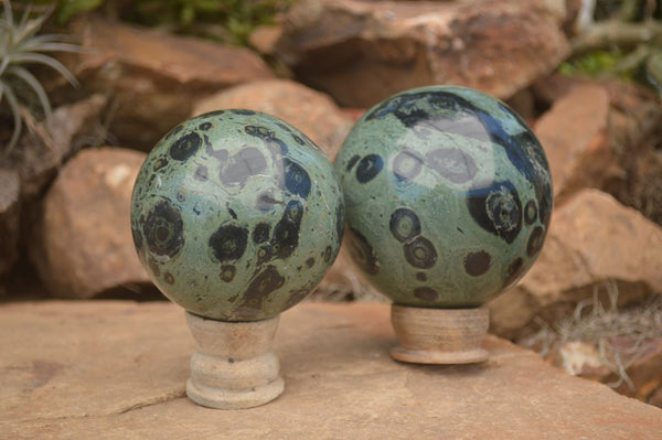 Polished Stromatolite / Kambamba Jasper Spheres  x 2 From Madagascar - TopRock