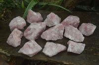 Natural Pink Rose Quartz Cobbed Specimens x 12 From Namibia