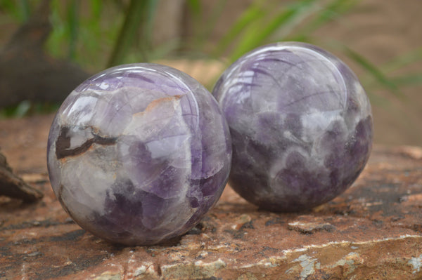 Polished Smokey Amethyst Spheres  x 2 From Madagascar - TopRock