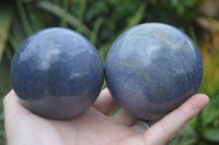 Polished Blue Lazulite Spheres  x 2 From Madagascar - Toprock Gemstones and Minerals 