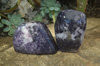 Polished Purple Lepidolite Standing Free Forms  x 4 From Madagascar