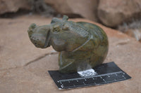 Polished Green Verdite Hippo Carvings  x 3 From Zimbabwe - TopRock