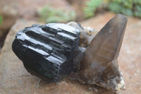 Natural Schorl Black Tourmaline Specimens With Hyalite Opal x 2 From Erongo Mountains, Namibia - TopRock