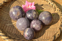 Polished Dark Purple Lepidolite Spheres  x 6 From Madagascar - TopRock