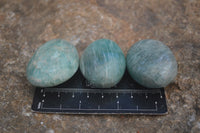 Polished Blue Amazonite Palm Stones  x 13 From Madagascar