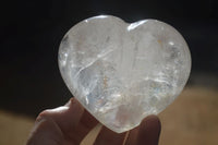 Polished Clear Rock Crystal Gemstone Hearts  x 6 From Madagascar