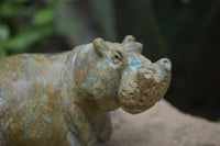 Polished Green Verdite Hippo Carvings  x 3 From Zimbabwe - TopRock