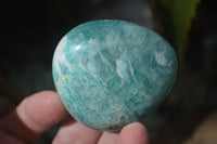 Polished Blue Amazonite Palm Stones  x 13 From Madagascar