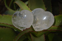 Polished Clear Rock Crystal Gemstone Hearts  x 6 From Madagascar