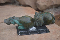 Polished Green Verdite Hippo Carvings  x 3 From Zimbabwe - TopRock