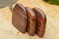 Polished Banded Tiger Iron / Muggle Stone Standing Free Forms  x 3 From Northern Cape, South Africa - TopRock