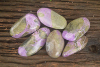 Polished Stichtite & Serpentine Free Forms With Silky Purple Threads x 6 From Barberton, South Africa