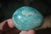 Polished Blue Amazonite Palm Stones  x 13 From Madagascar