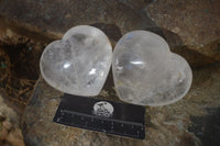 Polished Clear Rock Crystal Gemstone Hearts  x 6 From Madagascar