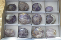 Polished Amethyst Galet / Palm Stones x 12 From Madagascar