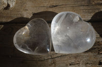 Polished Clear Rock Crystal Gemstone Hearts  x 6 From Madagascar