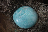 Polished Blue Amazonite Palm Stones  x 13 From Madagascar