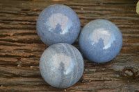 Polished Blue Lazulite Spheres  x 3 From Madagascar - Toprock Gemstones and Minerals 