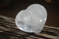 Polished Clear Rock Crystal Gemstone Hearts  x 6 From Madagascar