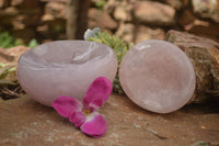 Polished  Gemmy Pink Rose Quartz Bowls x 2 From Ambatondrazaka, Madagascar - TopRock