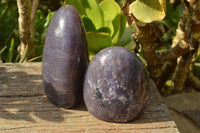 Polished Purple Lepidolite With Pink Tourmaline Standing Free Forms x 2 From Madagascar - TopRock