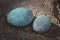 Polished Blue Amazonite Palm Stones  x 13 From Madagascar