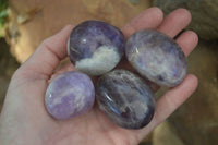 Polished Amethyst Galet / Palm Stones x 12 From Madagascar