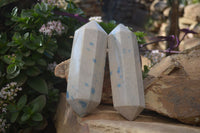 Polished Blue Spotted Spinel Quartz Double Terminated Points x 2 From Madagascar