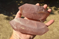 Polished Double Terminated Gemmy Pink Rose Quartz Points x 3 From Ambatondrazaka, Madagascar - TopRock