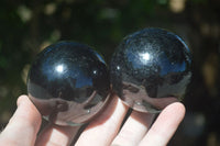 Polished Schorl Black Tourmaline Spheres  x 6 From Madagascar - Toprock Gemstones and Minerals 