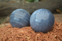 Polished Blue Lazulite Spheres  x 3 From Madagascar - Toprock Gemstones and Minerals 