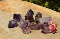 Polished Skeletal Smokey Amethyst Window Quartz Crystals  x 12 From Madagascar - TopRock